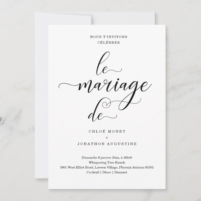 Invitación a la boda francesa (Anverso)