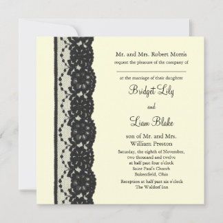 Invitación a la boda francesa Lace 2 (marfil)