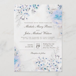 Invitación a la boda fresca de Boho floral azul cl