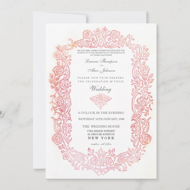 Invitación a la boda fronteriza de aves de cuento  (Anverso)