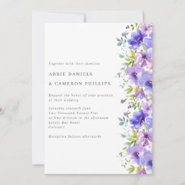 Invitación a la boda fronteriza de flores violetas