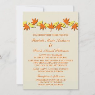 Invitación a la boda fronteriza de hojas de otoño,