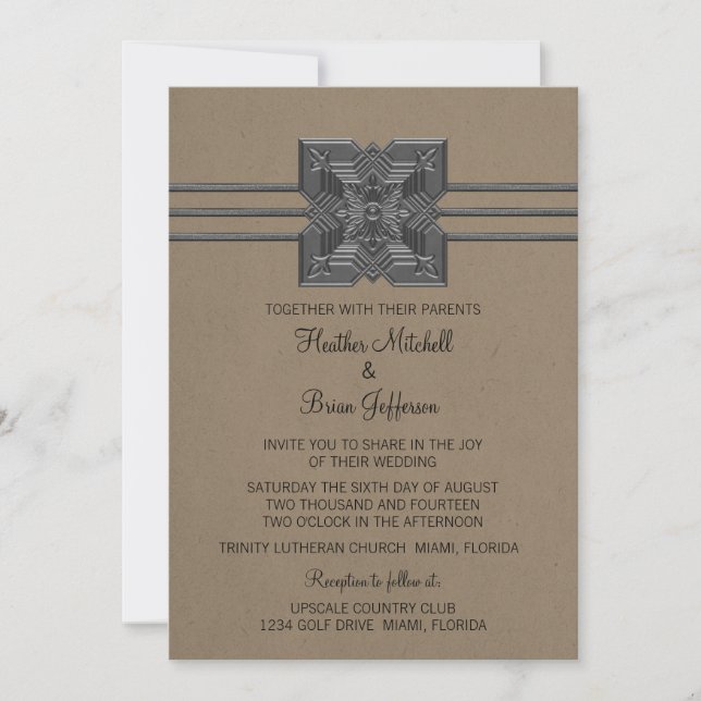 Invitación a la boda fronteriza de la medalla de M (Anverso)