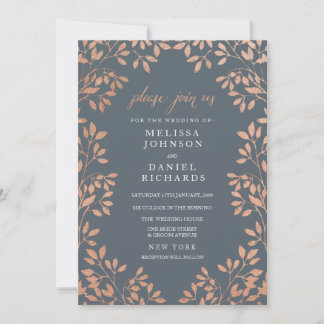 Invitación a la boda fronteriza de las hojas de br