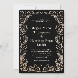 Invitación a la boda fronteriza de ramas doradas