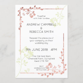 Invitación a la boda fronteriza de Rosa de oro dej