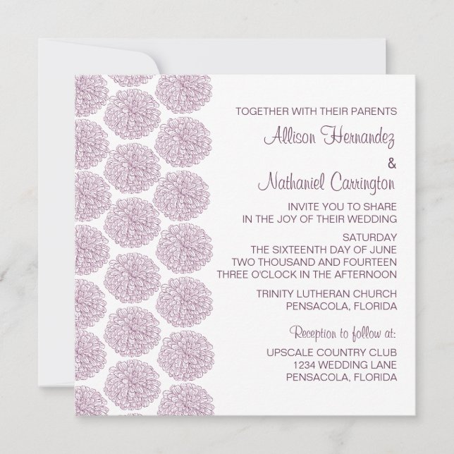 Invitación a la boda fronteriza de Zambia, morado (Anverso)