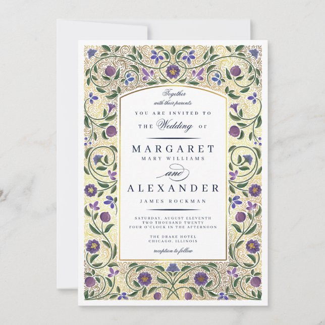 Invitación a la boda fronteriza iluminada / Faux G (Anverso)