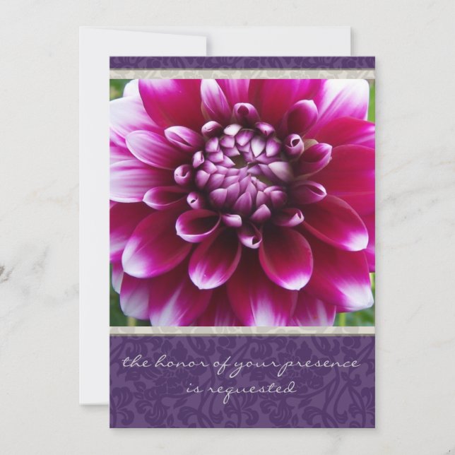 Invitación a la boda Fuschia Dahlia Púrpura (Anverso)