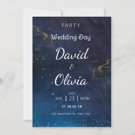 Invitación a la boda futurista azul