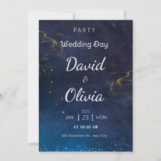 Invitación a la boda futurista azul
