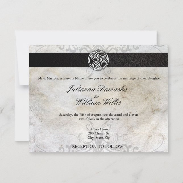 Invitación a la boda gaélica con el Knot celta (Anverso)