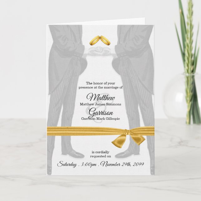 Invitación a la boda gay a dos novios (Anverso)