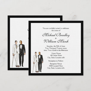 Invitación a la boda gay blanca clásica