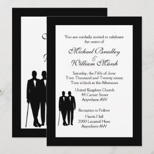 Invitación a la boda gay blanca clásica