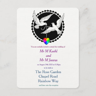 Invitación a la boda gay con el corazón arcoiris a