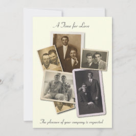 Invitación a la boda gay con retratos antiguos