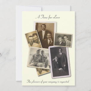 Invitación a la boda gay con retratos antiguos