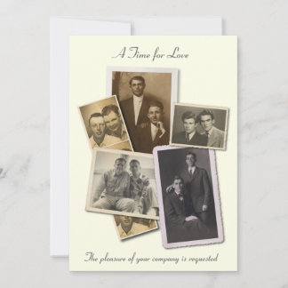 Invitación a la boda gay con retratos antiguos