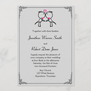 Invitación a la boda gay de besar a dos novios