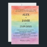 Invitación a la boda gay de color arcoiris LGBT<br><div class="desc">Suave, romántica y llena de orgullo — esta invitación a una boda color arcoiris con color de agua ofrece un hermoso paisaje pastel para su día especial. Perfecto para parejas del mismo sexo que quieren una manera elegante y sincera de celebrar su amor. Personalizable fácilmente con los nombres, fechas y...</div>