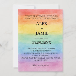 Invitación a la boda gay de color arcoiris LGBT