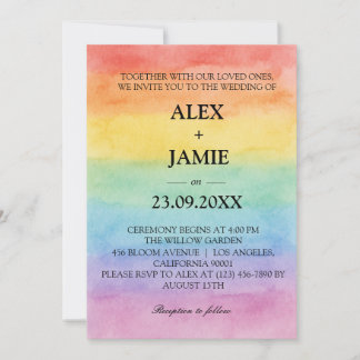 Invitación a la boda gay de color arcoiris LGBT