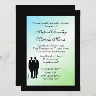 Invitación a la boda gay de color ocmbre verde