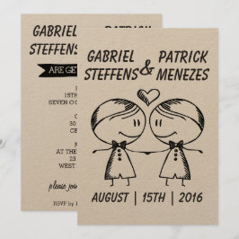 Invitación a la boda gay de Doodle Rústico