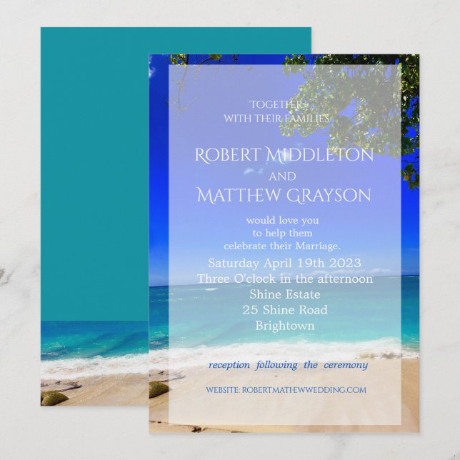 Invitación a la boda gay de la Moda tropical de pl (Anverso / Reverso)
