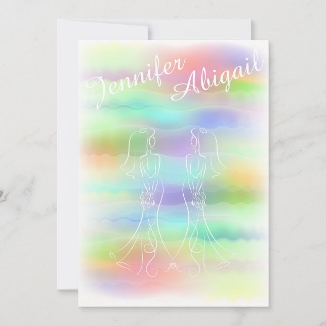 Invitación a la boda gay de las novias arcoiris de (Anverso)
