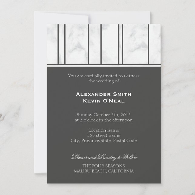Invitación a la boda gay de mármol (Anverso)