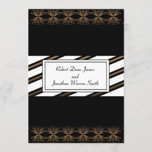 Invitación a la boda gay de oro y negro