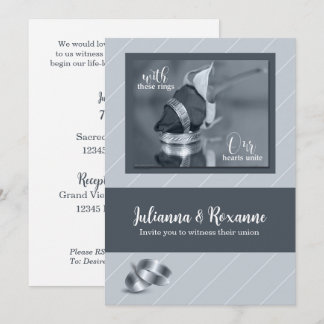 Invitación a la boda gay de Silver Pinstripe