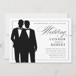 Invitación a la boda gay: dos brotes de siluetas
