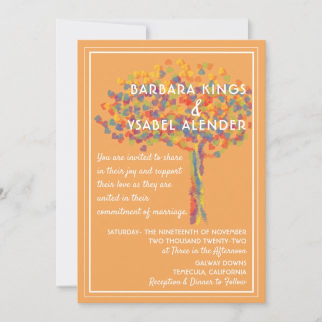 Invitación a la boda gay lesbiana El amor es el ár (Anverso)