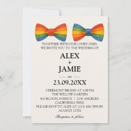 Invitación a la boda gay LGBT con arcoiris Bow