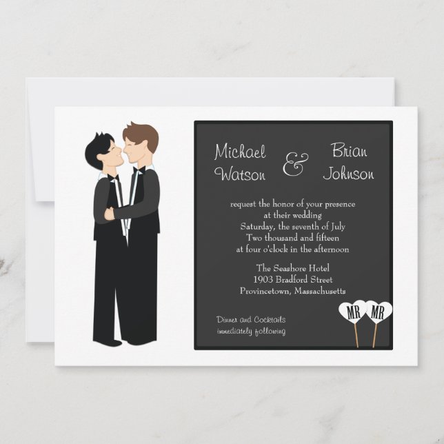 Invitación a la boda gay Tuxedo (Anverso)