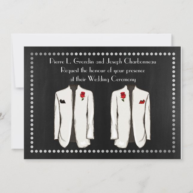 Invitación a la boda gay Tuxedo (Anverso)