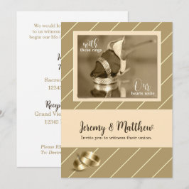 Invitación a la boda gay y lesbiana Taupe Pinstrip