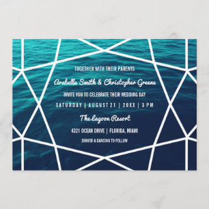 Invitación a la boda geométrica de las olas turque