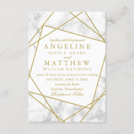 Invitación a la Boda Geométrica de Mármol y Faux G