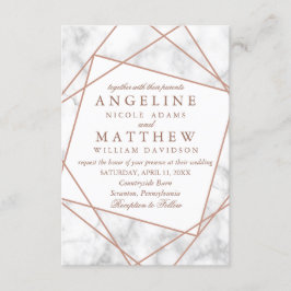 Invitación a la Boda Geométrica de Oro Rosa de Már