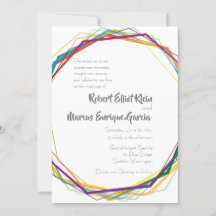 Invitación a la boda geométrica del arco iris mode