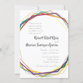 Invitación a la boda geométrica del arco iris mode