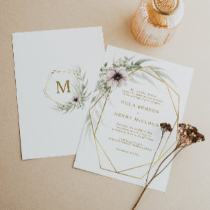 Invitación a la Boda Geométrica Eucalyptus Gold