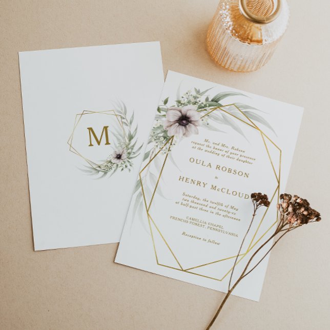 Invitación a la Boda Geométrica Eucalyptus Gold (Subido por el creador)