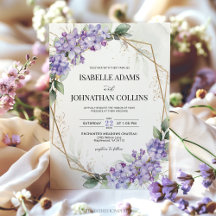 Invitación a la Boda Geométrica Floral Púrpura Lil
