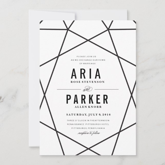 Invitación a la boda geométrica moderna (Anverso)