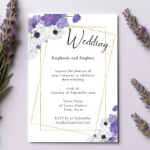 Invitación a la Boda Geométrica Purple Floral & Go